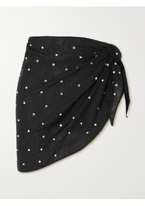 Oséree - Gem Crystal-embellished Cotton And Silk-blend Pareo - Black - S/M,M/L