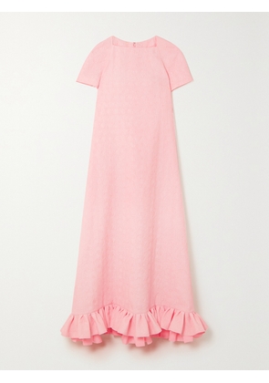 HUISHAN ZHANG - Nadia Ruffled Cloqué Maxi Dress - Pink - UK 8,UK 10,UK 12,UK 14,UK 16,UK 18