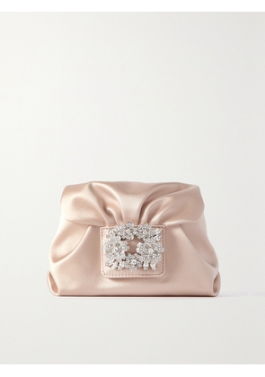Roger Vivier - Rv Bouquet Strass Crystal-embellished Satin Clutch - Neutrals - One size