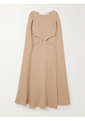 Valentino Garavani - Cape-effect Cutout Silk Midi Dress - Neutrals - IT38,IT40,IT42,IT44,IT46