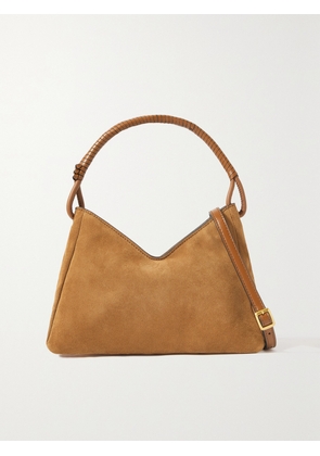 STAUD - Valerie Leather-trimmed Suede Shoulder Bag - Brown - One size