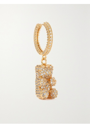 CRYSTAL HAZE JEWELRY - Nostalgia Xl Mama Bear Gold-plated Cubic Zirconia Single Hoop Earring - One size