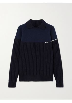 Victoria Beckham - Two-tone Ribbed Wool Sweater - Blue - x small,small,medium,large,x large