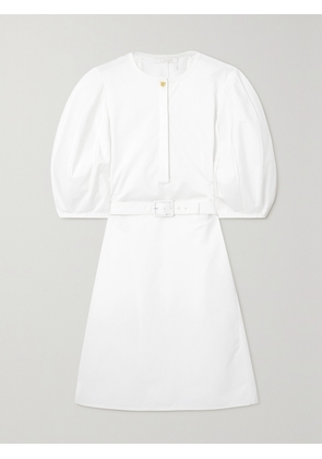 Chloé - + Net Sustain Belted Organic Cotton-poplin Mini Dress - White - FR 34,FR 36,FR 38,FR 40,FR 42,FR 44,FR 46