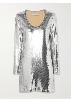 RABANNE - Embellished Sequined Mesh Mini Dress - Silver - FR 34,FR 36,FR 38,FR 40,FR 42