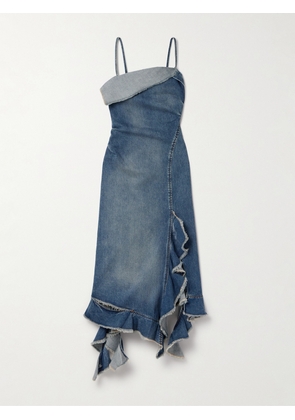 Acne Studios - Frayed Distressed Denim Midi Dress - Blue - EU 32,EU 34,EU 36,EU 38,EU 40,EU 42