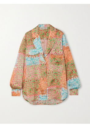 SIEDRÉS - Micla Floral-print Crepon Shirt - Orange - EU 34,EU 36,EU 38,EU 40,EU 42