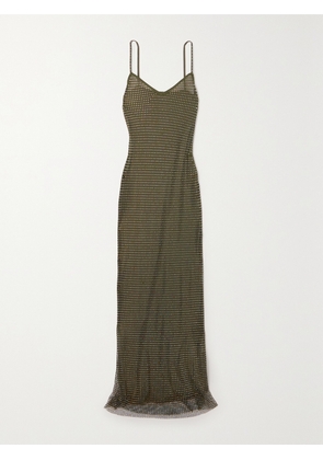 Self-Portrait - Crystal-embellished Fishnet Gown - Green - UK 4,UK 6,UK 8,UK 10,UK 12,UK 14,UK 16