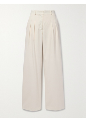 LOVESHACKFANCY - Adams Pleated Wool-blend Twill Wide-leg Pants - White - US0,US2,US4,US6,US8,US10,US12