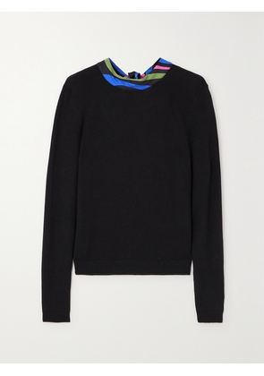 PUCCI - Silk-twill Trimmed Wool Sweater - Black - x small,small,medium,large,x large