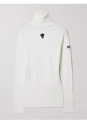 PUCCI - Appliquéd Ribbed Wool-blend Turtleneck Sweater - Off-white - small,medium,large