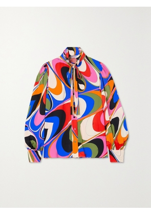 PUCCI - Pussy-bow Printed Crepe Blouse - Blue - IT38,IT40,IT42,IT44,IT46,IT48