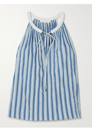 Chloé - Cropped Striped Cotton And Silk-blend Poplin Top - Blue - FR 34,FR 36,FR 38,FR 40,FR 42,FR 44,FR 46