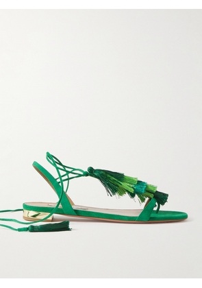 Aquazzura - Capri Tassel Suede Sandals - Green - IT36,IT36.5,IT37,IT37.5,IT38,IT38.5,IT39,IT39.5,IT40,IT40.5,IT41,IT41.5,IT42