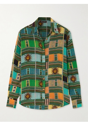 SIEDRÉS - Printed Cotton-blend Shirt - Green - EU 32,EU 34,EU 36,EU 38,EU 40,EU 42