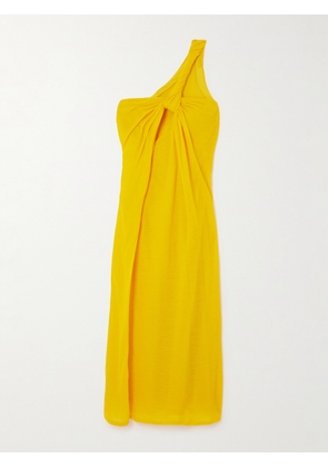 Chloé - Asymmetric Knotted Pleated Wool Gown - Yellow - FR 34,FR 36,FR 38,FR 40,FR 42,FR 44,FR 46