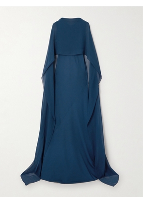 Cortana - Luana Cape-effect Silk-georgette Gown - Blue - FR 36,FR 38,FR 40,FR 42,FR 44