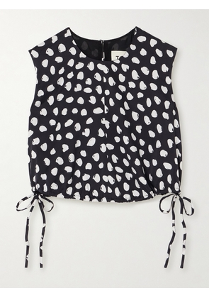 TOVE - Cecily Cropped Tie-detailed Polka-dot Silk Crepe De Chine Top - Black - FR 34,FR 36,FR 38,FR 40,FR 42
