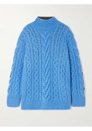 Stella McCartney - Oversized Two-tone Cable-knit Alpaca-blend Turtleneck Sweater - Blue - xx small,x small,small,medium,large,x large