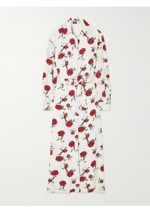 Emilia Wickstead - Deirdre Belted Floral-print Silk-crepe Midi Shirt Dress - White - UK 6,UK 8,UK 10,UK 12