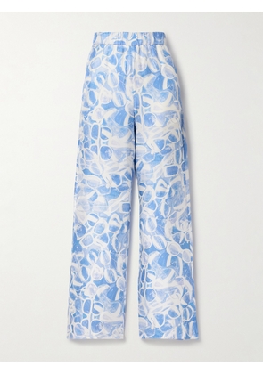 Stella McCartney - Printed Silk-charmeuse Wide-leg Pants - Blue - IT34,IT36,IT38,IT40,IT42,IT44,IT46,IT48,IT50