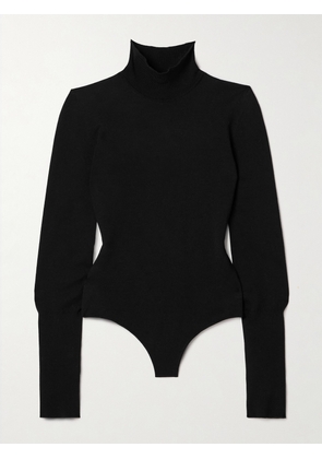 KHAITE - Thea Wool-blend Jersey Turtleneck Thong Bodysuit - Black - x small,small,medium,large,x large