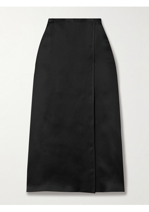 KHAITE - Mila Wrap-effect Silk-gazar Maxi Skirt - Black - US0,US2,US4,US6,US8,US10