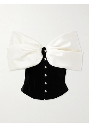 Costarellos - Rosamund Bow-detailed Lace-up Crepe And Velvet Bustier Top - Black - FR 34,FR 36,FR 38,FR 40,FR 42,FR 44