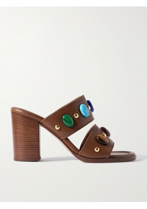 Gianvito Rossi - 90 Embellished Leather Sandals - Brown - IT35,IT35.5,IT36,IT36.5,IT37,IT37.5,IT38,IT38.5,IT39,IT39.5,IT40,IT40.5,IT41,IT41.5,IT42