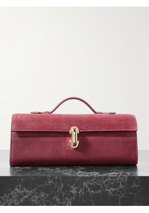 Savette - Slim Symmetry Pochette Leather-trimmed Suede Tote - Burgundy - One size