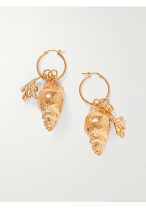 Oscar de la Renta - Gold-tone Crystal Hoop Earrings - One size