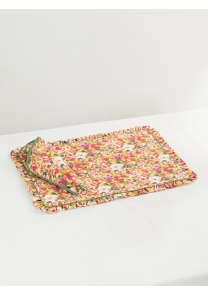 Loretta Caponi - Floral-print Cotton Placemat And Napkin Set - Pink - One size
