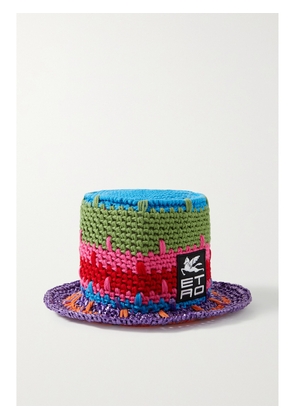Etro - Appliquéd Crocheted Cotton-blend Bucket Hat - Pink - One size