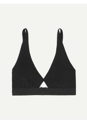 Skin - + Net Sustain Harley Stretch Organic Pima Cotton-jersey Soft-cup Bra - Black - x small,small,medium,large