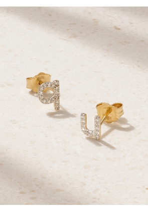 STONE AND STRAND - Alphabet Gold Diamond Single Earring - A,B,C,D,E,F,G,H,I,J,K,L,M,N,O,P,Q,R,S,T,U,V,W,X,Y,Z