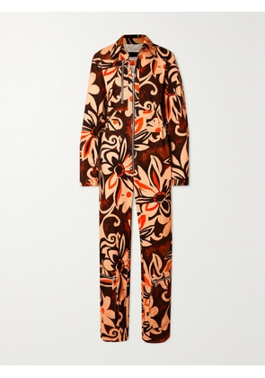 Dries Van Noten - Floral-print Cotton-corduroy Jumpsuit - Black - small,medium,large