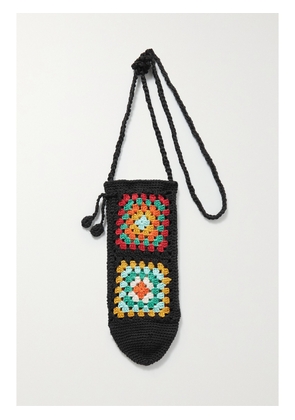 ALANUI - Positive Vibes Crocheted Cotton Shoulder Bag - Black - One size