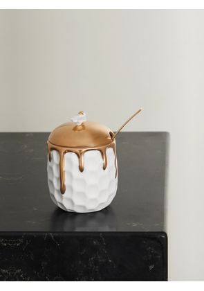 L'Objet - Beehive Gold-plated Porcelain Honeypot And Spoon - White - One size