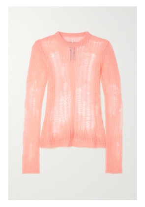 Rick Owens - Distressed Open-knit Sweater - Pink - x small,small,medium,large,x large,xx large