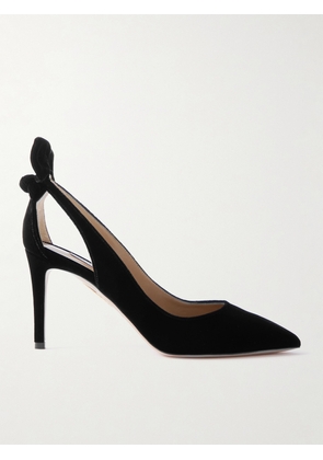 Aquazzura - Bow Tie 85 Velvet Pumps - Black - IT34,IT35,IT35.5,IT36,IT36.5,IT37,IT37.5,IT38,IT38.5,IT39,IT39.5,IT40,IT40.5,IT41,IT41.5,IT42