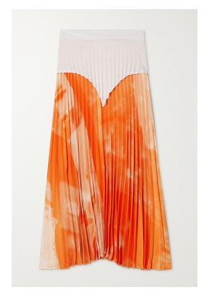 THEBE MAGUGU - Pleated Printed Satin Midi Skirt - Orange - x small,small,medium,large