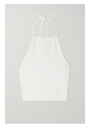 THE RANGE - Cropped Ribbed Stretch-cotton Halterneck Top - Off-white - x small,small,medium,large