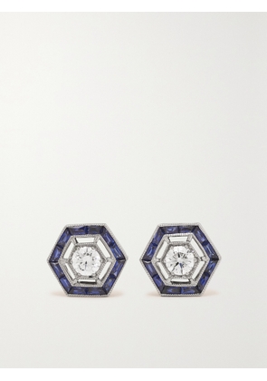 FRED LEIGHTON - Collection 18-karat White Gold, Sapphire And Diamond Earrings - One size