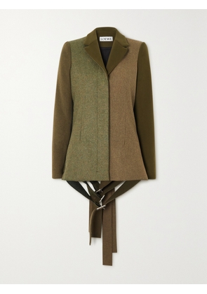 LOEWE - Buckle-embellished Color-block Wool-blend Felt Blazer - Green - FR 34,FR 36,FR 38,FR 40