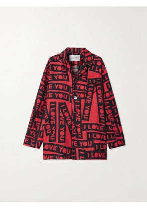 AZ FACTORY - Oversized Printed Mulberry Silk-twill Pajama Shirt - Red - FR 32,FR 34,FR 36,FR 38,FR 40,FR 42,FR 44,FR 46