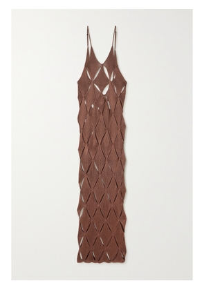 ISA BOULDER - First Argyle Cutout Knitted Maxi Dress - Metallic - x small,small,medium,large,x large,xx large