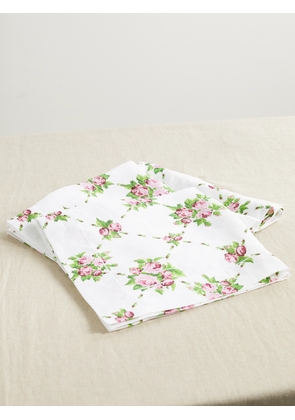 Emilia Wickstead - Set Of Four Floral-print Linen Napkins - Pink - One size
