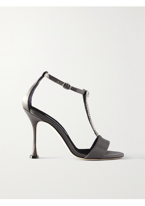Manolo Blahnik - Bambi 105 Crystal-embellished Satin Sandals - Gray - IT35,IT35.5,IT36,IT36.5,IT37,IT37.5,IT38,IT38.5,IT39,IT39.5,IT40,IT40.5,IT41,IT42,IT43