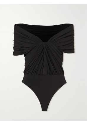 Brandon Maxwell - Elizabeth Off-the-shoulder Draped Stretch-jersey Bodysuit - Black - US0,US2,US4,US6,US8,US10,US12