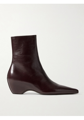 KHAITE - Sybil Glossed-leather Ankle Boots - Burgundy - IT36,IT36.5,IT37,IT37.5,IT38,IT38.5,IT39,IT39.5,IT40,IT40.5,IT41,IT41.5